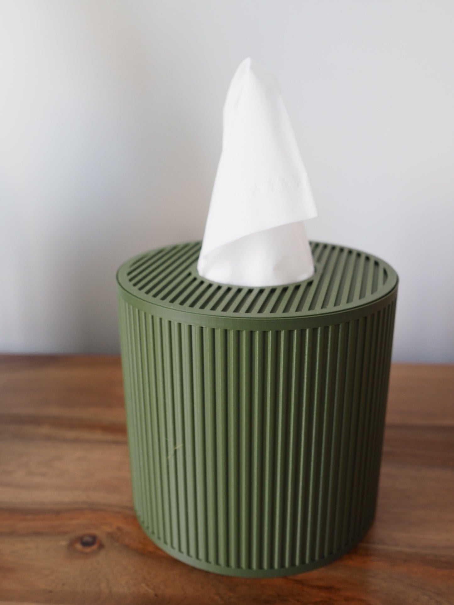 Tissue Box Cover – Olive Green – Cylinder
