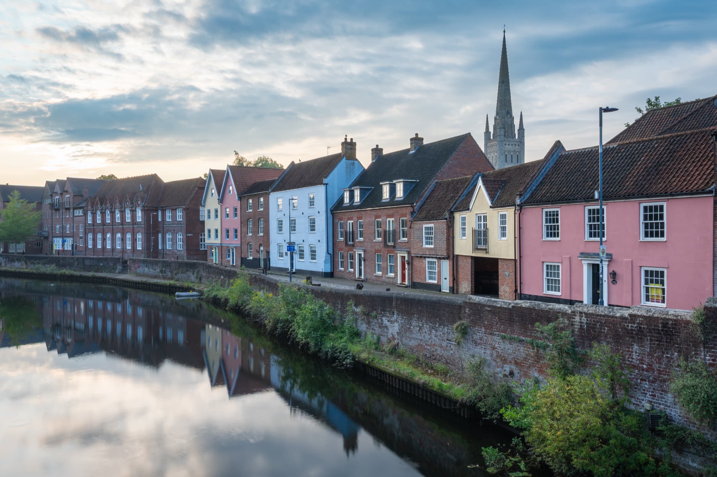 The coloured houses on the river in Norwich