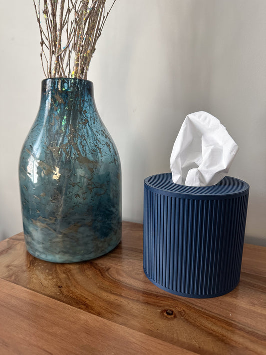 Tissue Box Cover – Blue – Cylinder