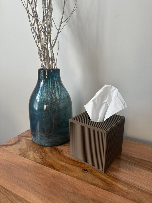 Tissue Box Cover – Brown – Cube