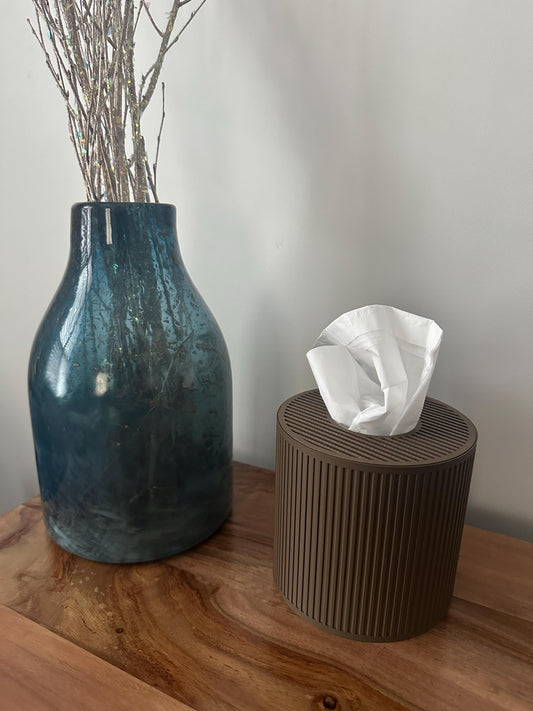Tissue Box Cover – Brown (20% wood) – Cylinder